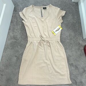 32 DEGREES COOL 1748960 SHADOW (cream) ELASTIC WAIST TWILL DRESS